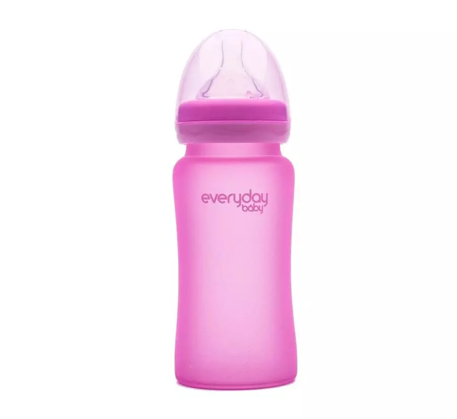 Everyday baby staklena bočica 240ml, reagira na toplinu, pink